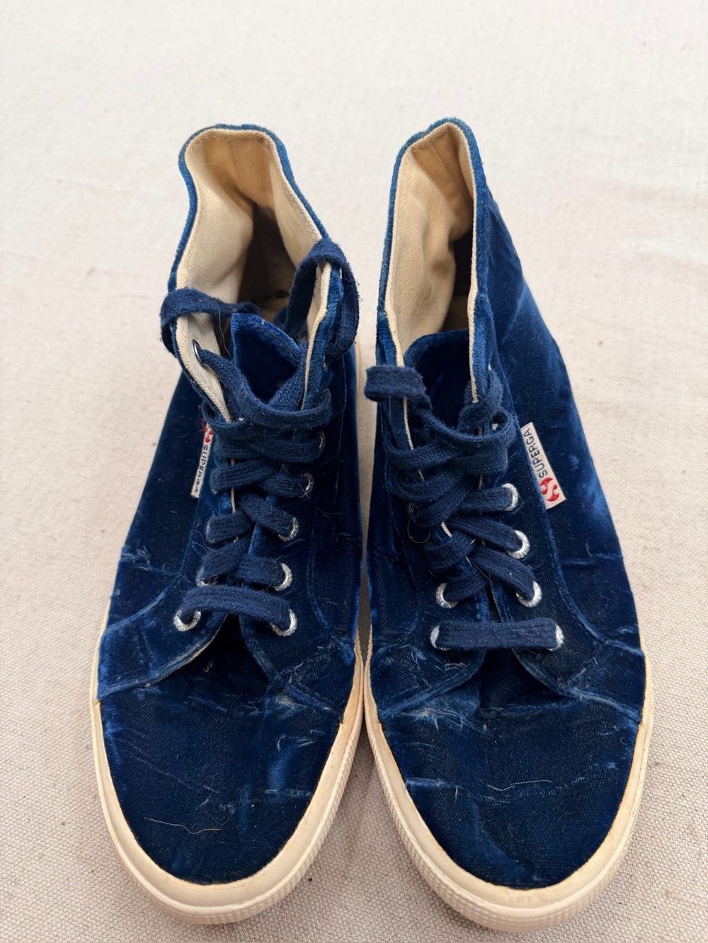 Superga Navy Velvet High-Top Sneakers